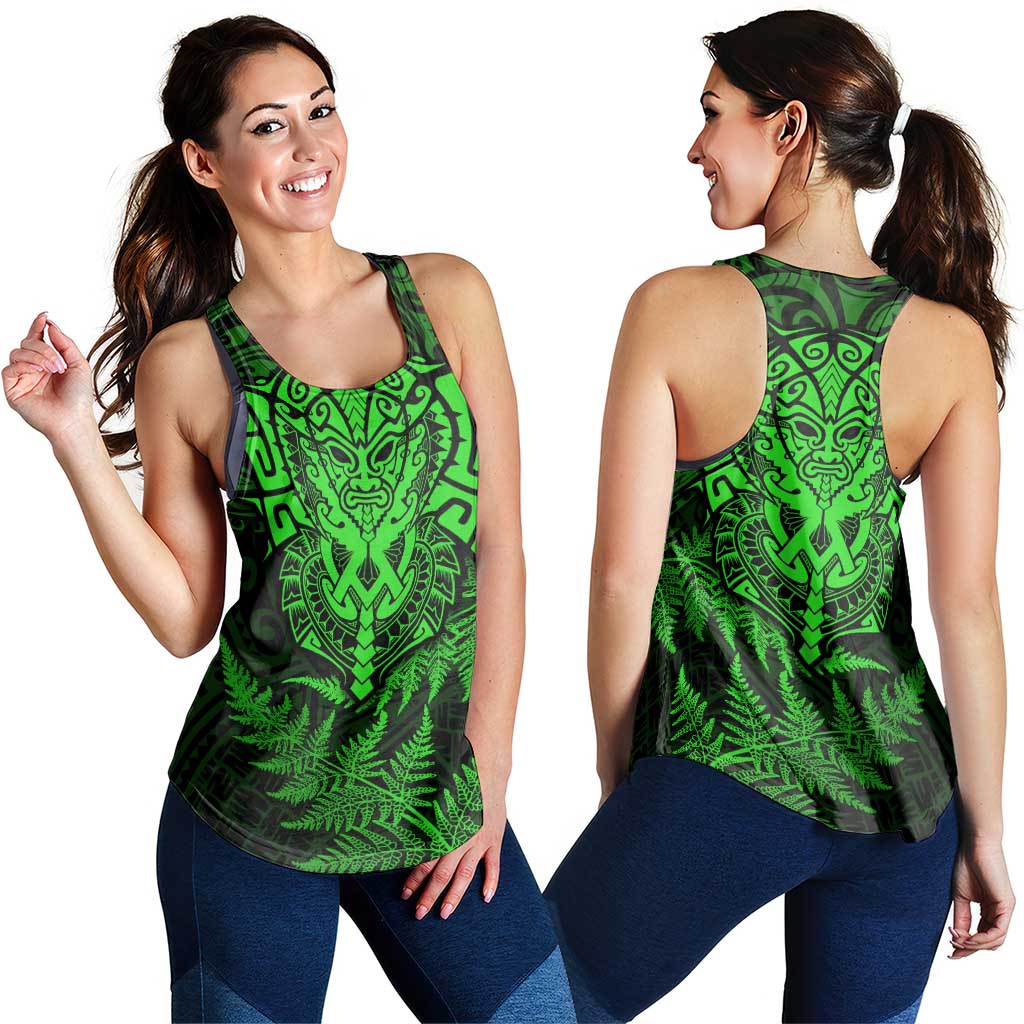 New Zealand Rugby All Green Women Racerback Tank Silver Fern All Black Mix Ta Moko LT09