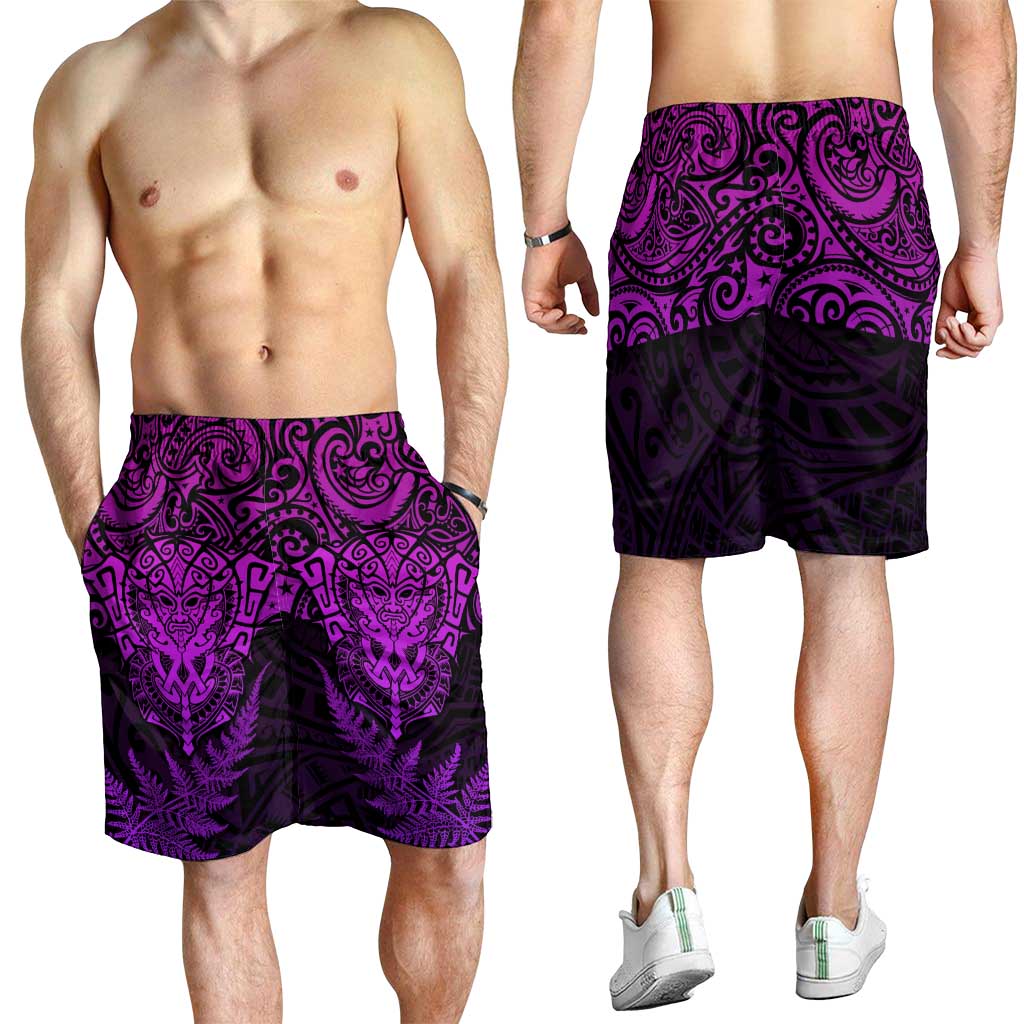 New Zealand Rugby All Purple Shorts for Men Silver Fern All Black Mix Ta Moko LT09