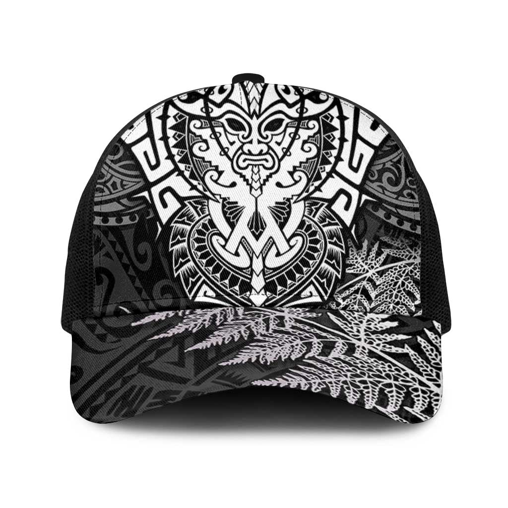 New Zealand Rugby All White Baseball Net Cap Silver Fern All Black Mix Ta Moko - Polynesian Pride