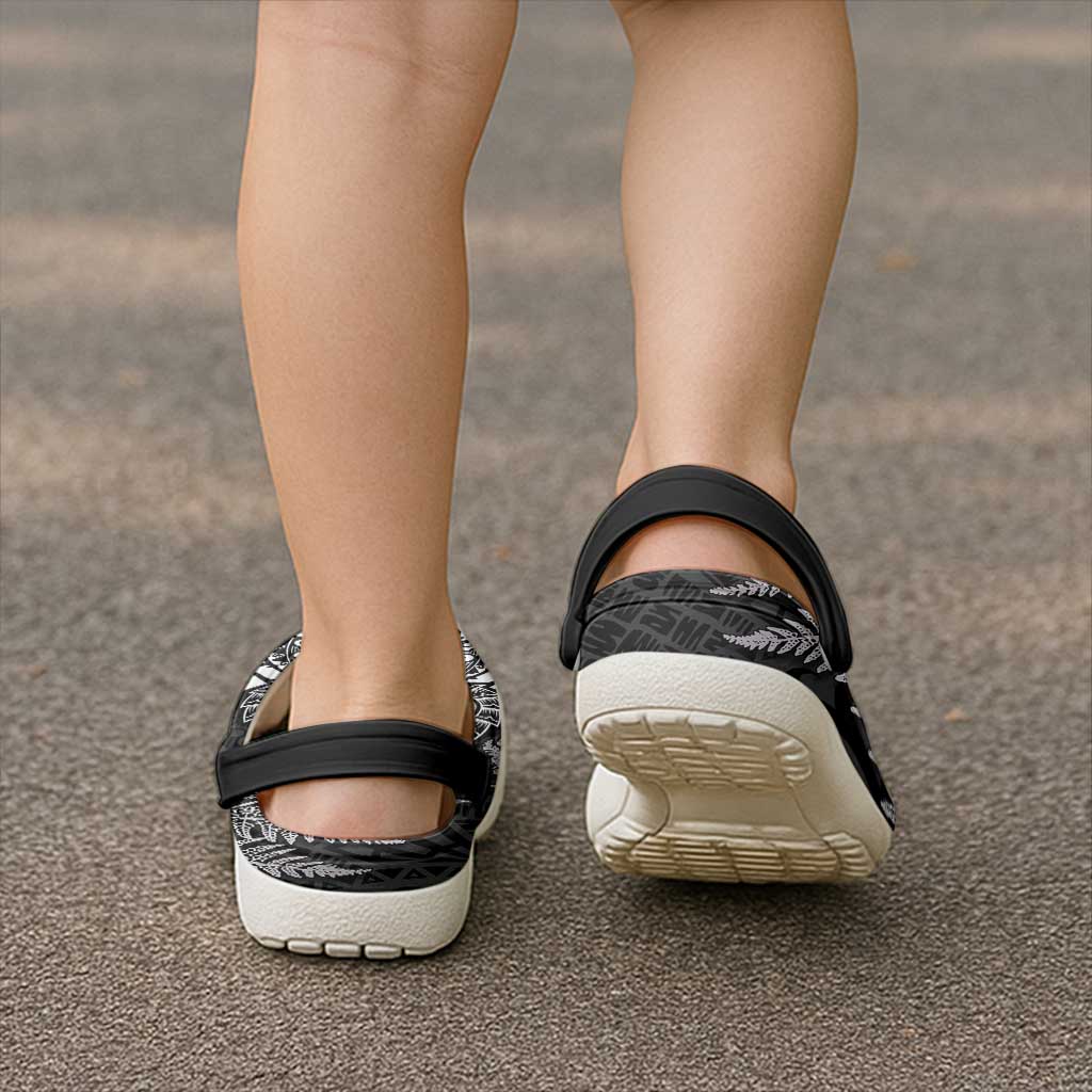 New Zealand Rugby All White Clogs Shoes Silver Fern All Black Mix Ta Moko