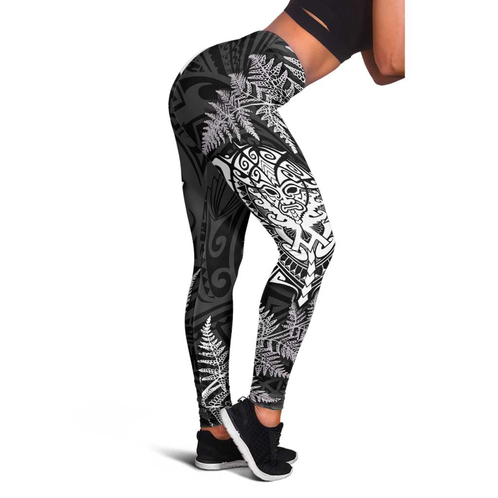 New Zealand Rugby All White Leggings Silver Fern All Black Mix Ta Moko LT09