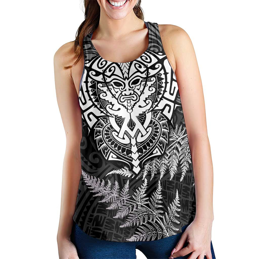 New Zealand Rugby All White Women Racerback Tank Silver Fern All Black Mix Ta Moko LT09