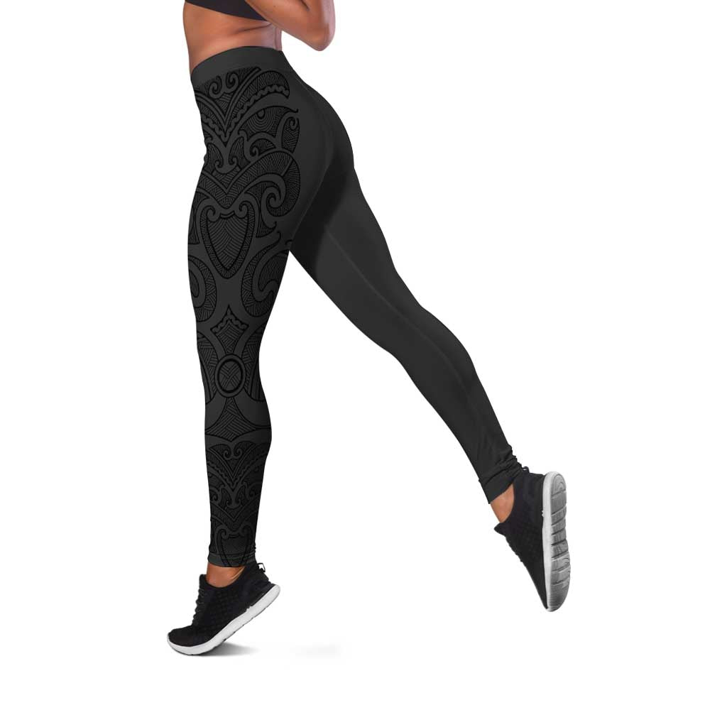 New Zealand Rugby Personalised Leggings All Black Fern Maori Tribal Pattern - Polynesian Pride