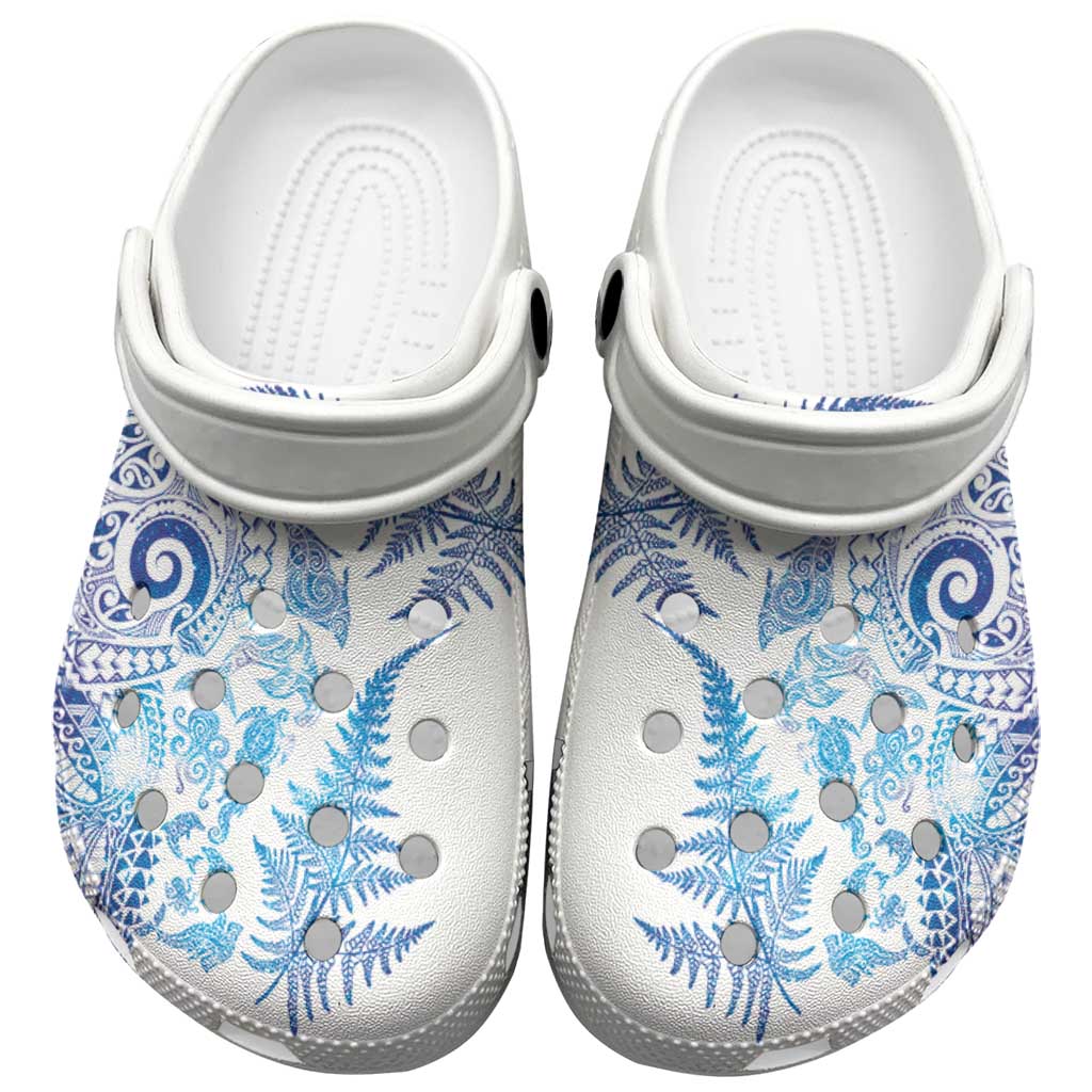 New Zealand Sea Animals Clogs Shoes with Maori Koru Tribal Tattoo and Silver Ferns Galaxy Style LT03 Multicolor - Polynesian Pride