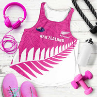 New Zealand Silver Fern Rugby Custom Women Racerback Tank Go All Black Maori Pink Version - Polynesian Pride