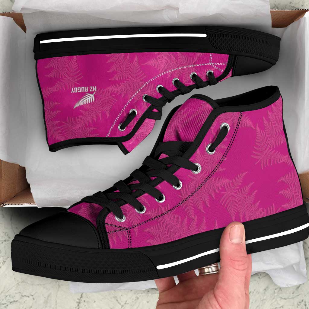 New Zealand Silver Fern Rugby High Top Shoes Go Aotearoa World Cup Pink Version - Polynesian Pride