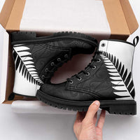 New Zealand Silver Fern Rugby Leather Boots All Black Go Champions Maori Pattern - Polynesian Pride