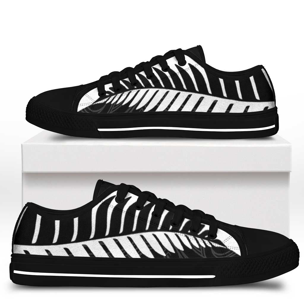 New Zealand Silver Fern Rugby Low Top Shoes All Black Go Champions Maori Pattern - Polynesian Pride
