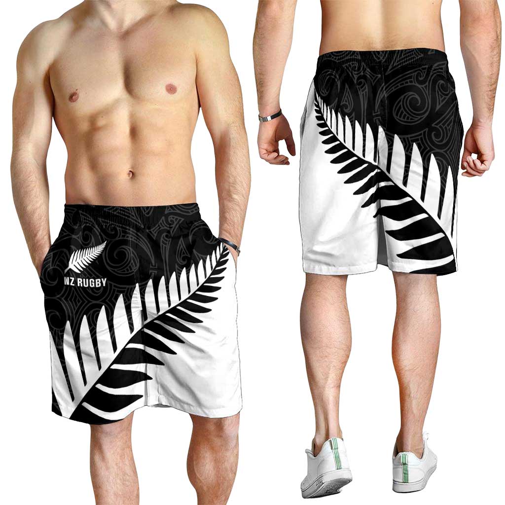 New Zealand Silver Fern Rugby Shorts for Men All Black Go Champions Maori Pattern - Polynesian Pride