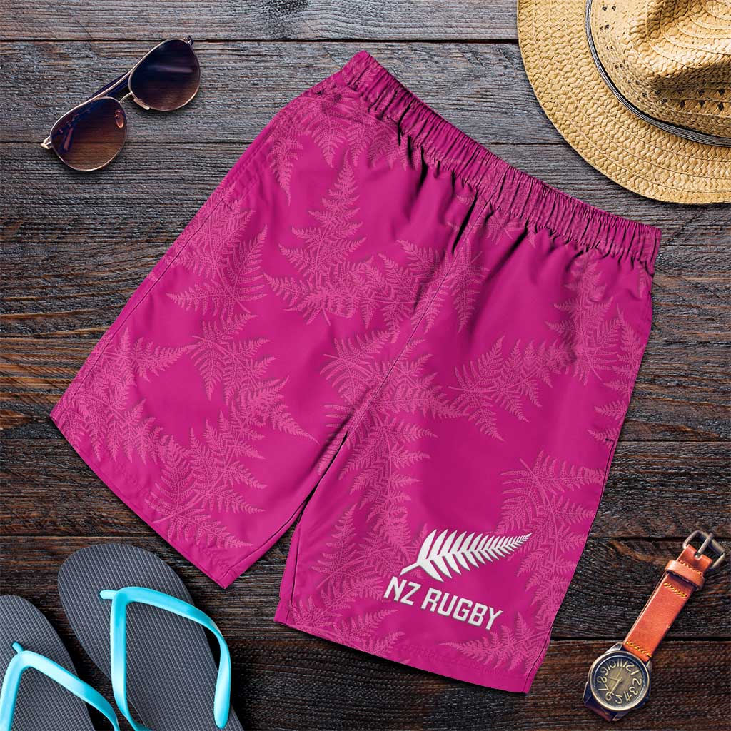 New Zealand Silver Fern Rugby Shorts for Men Go Aotearoa Champions World Cup Pink - Polynesian Pride
