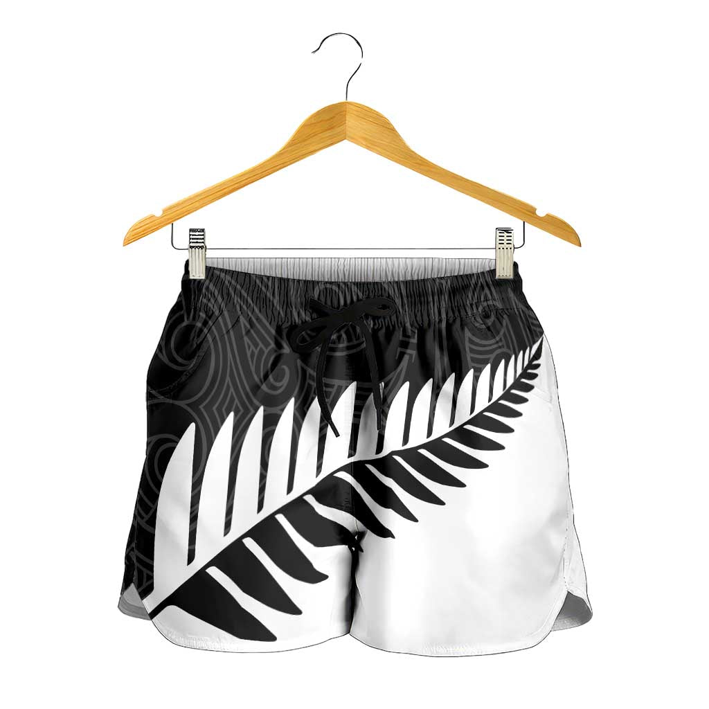 New Zealand Silver Fern Rugby Shorts for Women All Black Go Champions Maori Pattern - Polynesian Pride