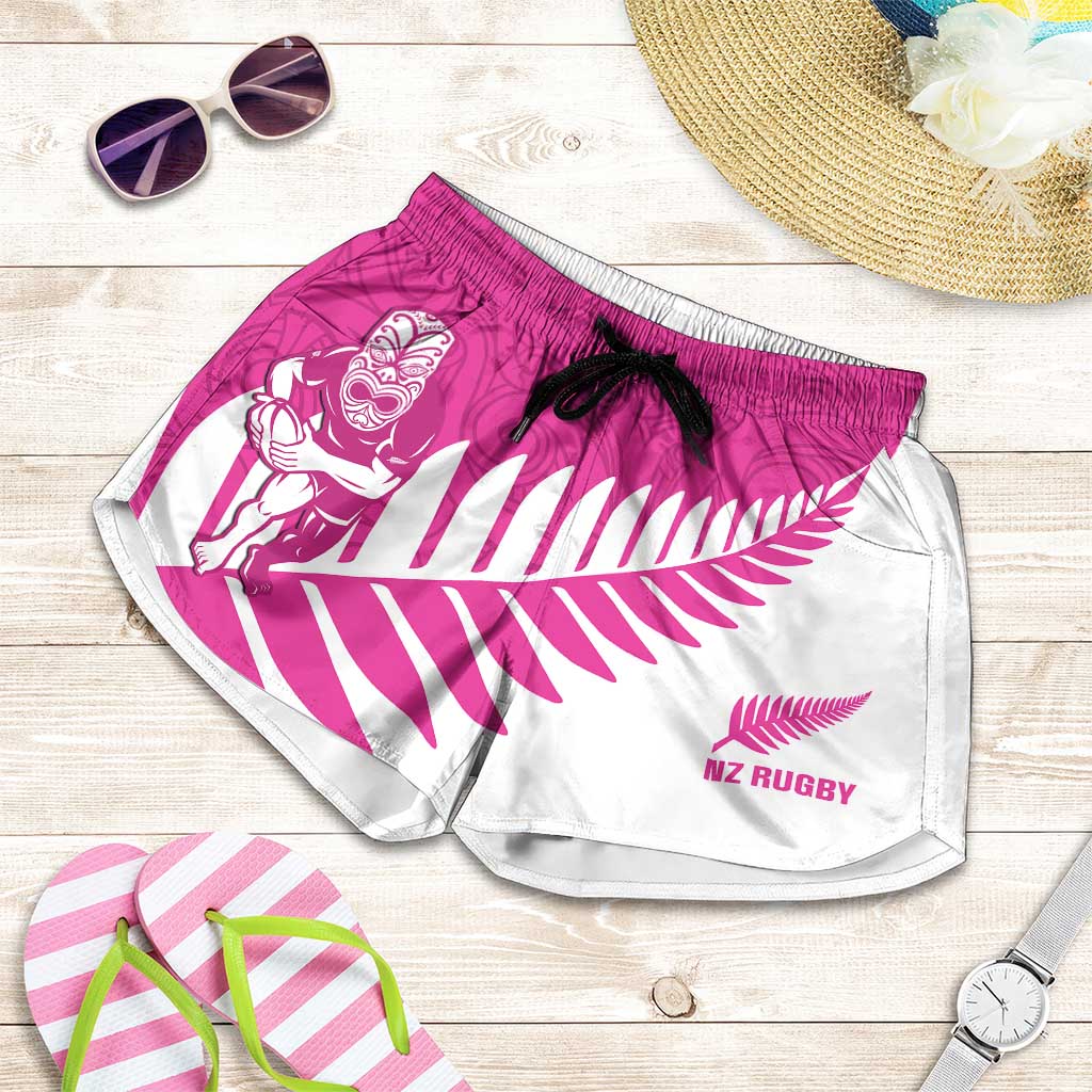 New Zealand Silver Fern Rugby Shorts for Women Go All Black Maori Pink Version - Polynesian Pride
