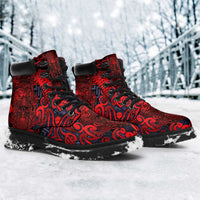 New Zealand Taiaha Maori All Season Boots Whero Minimalist Silver Fern Tukutuku Motif