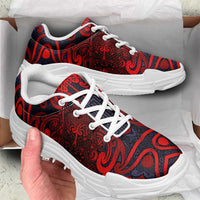 New Zealand Taiaha Maori Chunky Sneakers Whero Minimalist Silver Fern Tukutuku Motif