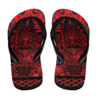 New Zealand Taiaha Maori Flip Flops Whero Minimalist Silver Fern Tukutuku Motif