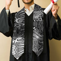 New Zealand Taiaha Maori Graduation Stole Kiwikiwi Minimalist Silver Fern Tukutuku Motif LT9