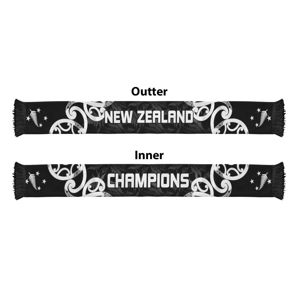 New Zealand WC2026 Black Soccer Scarf Silver Fern LT7 - Polynesian Pride