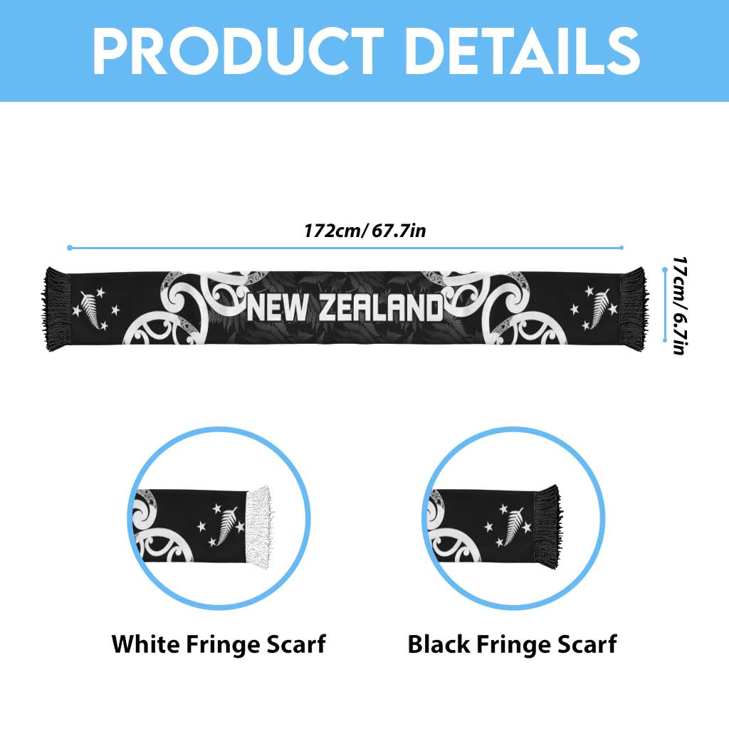 New Zealand WC2026 Black Soccer Scarf Silver Fern LT7 - Polynesian Pride