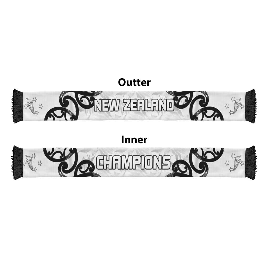 New Zealand WC2026 White Soccer Scarf Silver Fern LT7 - Polynesian Pride