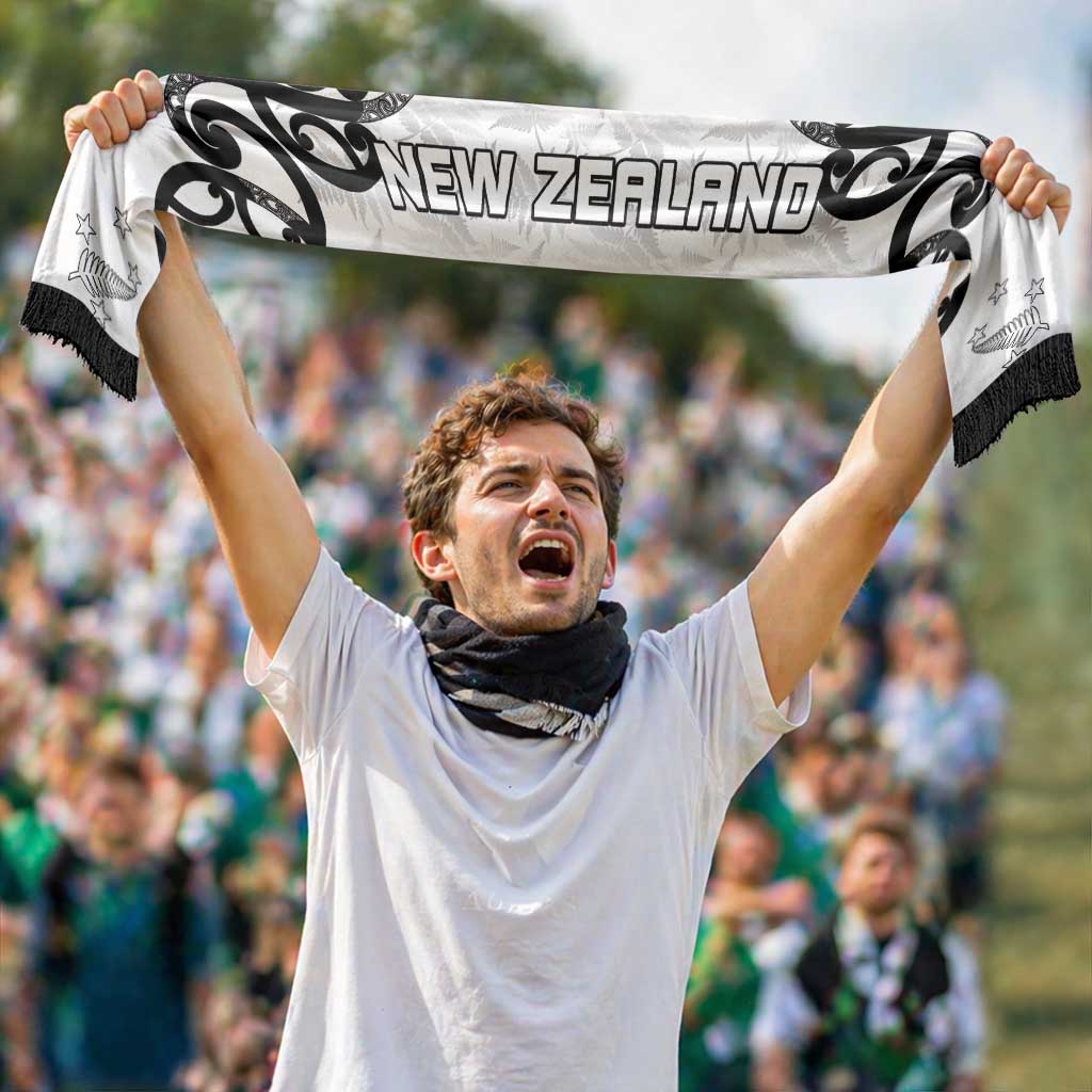 New Zealand WC2026 White Soccer Scarf Silver Fern LT7 - Polynesian Pride