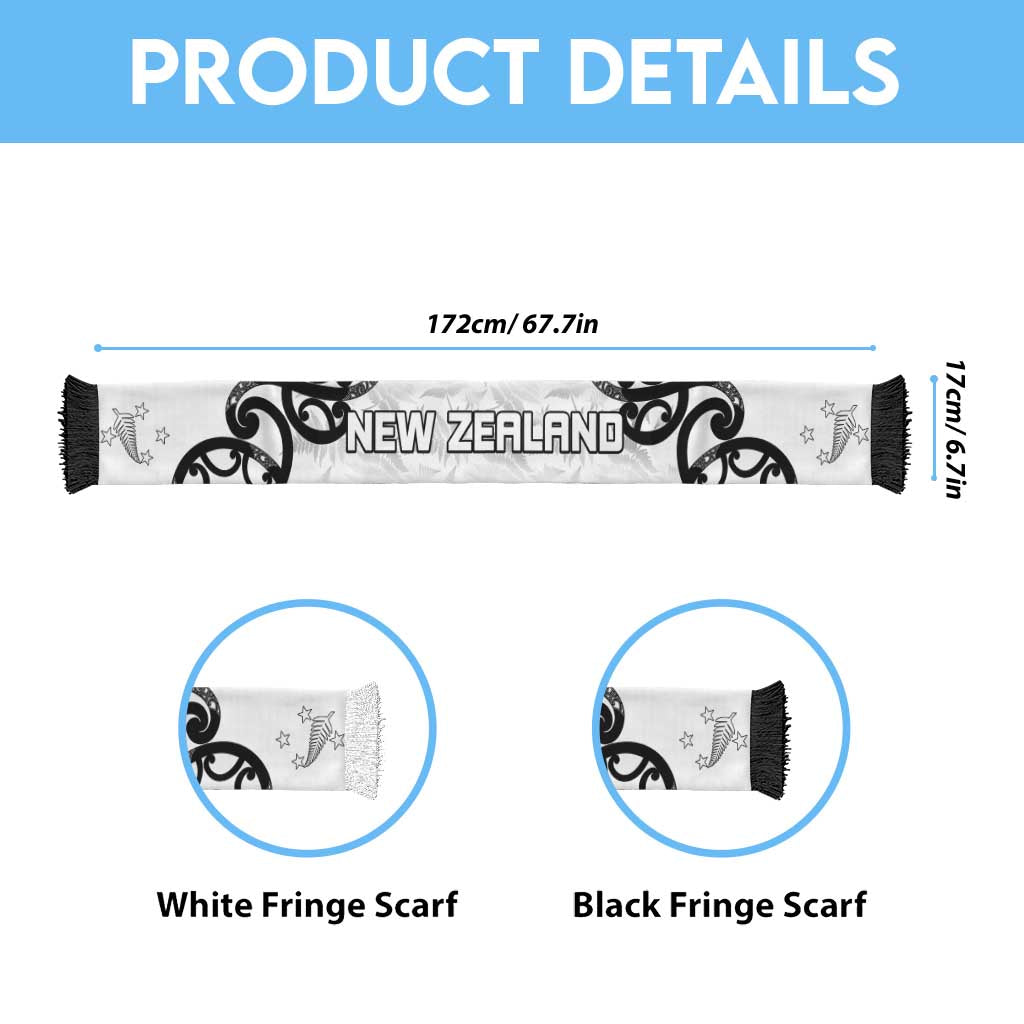 New Zealand WC2026 White Soccer Scarf Silver Fern LT7 - Polynesian Pride