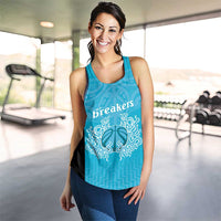 New Zealand Women Racerback Tank Fire Basketball Maori Tribal Sky Blue - Polynesian Pride