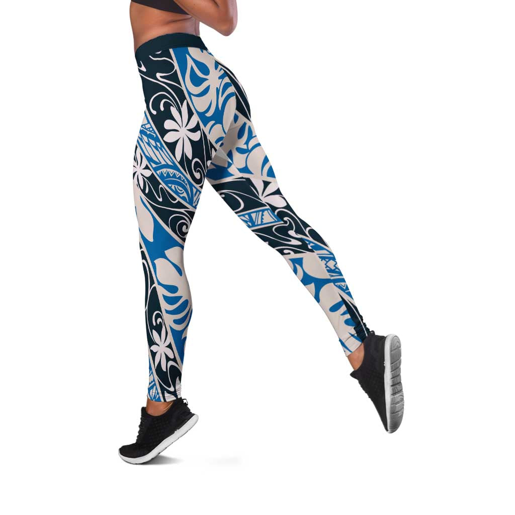 Ninamu Tahiti Tiare Monstera Leggings Polynesian Pattern Curve Style - Polynesian Pride