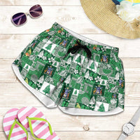 Norfolk Island Meri Krismas Shorts for Women Pacific Patchwork Xmas Vibes LT9 Green - Polynesian Pride