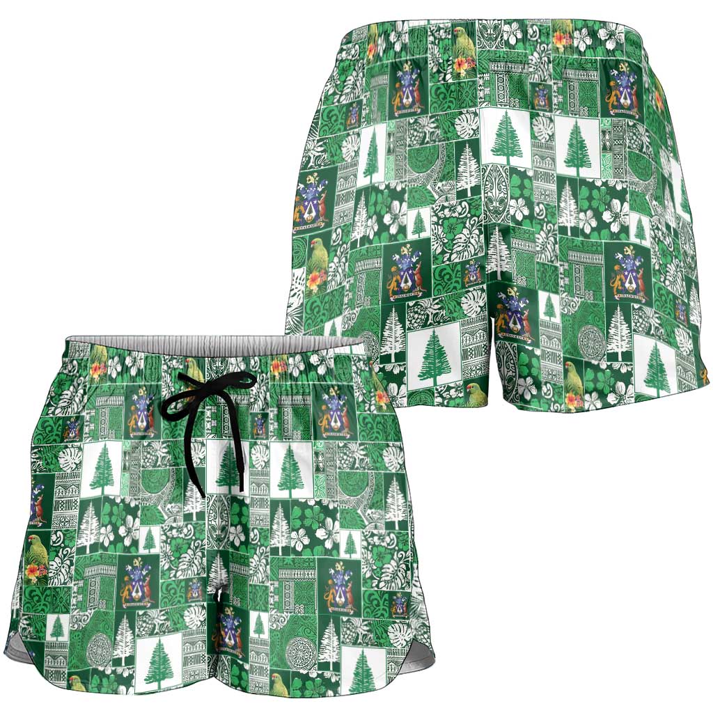 Norfolk Island Meri Krismas Shorts for Women Pacific Patchwork Xmas Vibes LT9 - Polynesian Pride