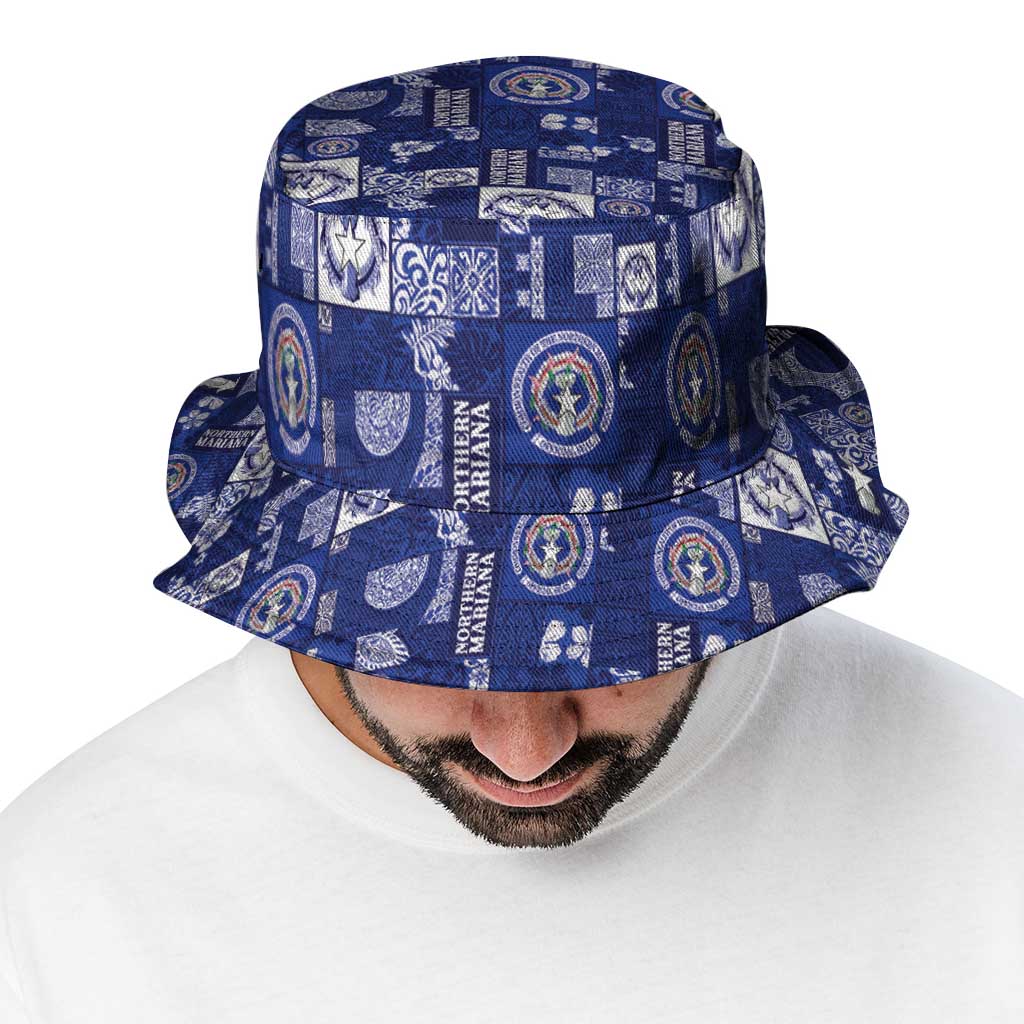 Northern Mariana Islands Magof Nochebuena Bucket Hat Pacific Patchwork Xmas Vibes - Polynesian Pride