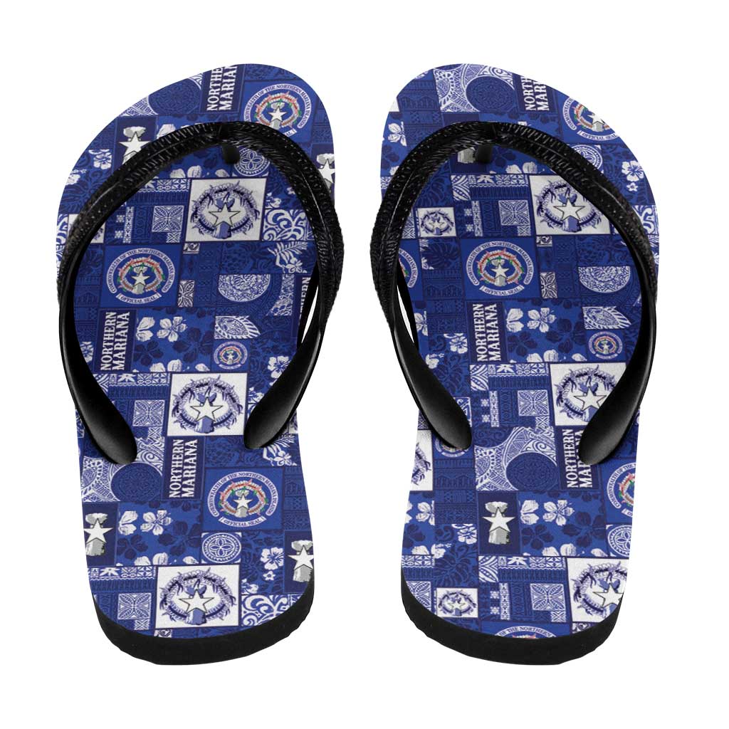 Northern Mariana Islands Magof Nochebuena Flip Flops Pacific Patchwork Xmas Vibes LT9 - Polynesian Pride