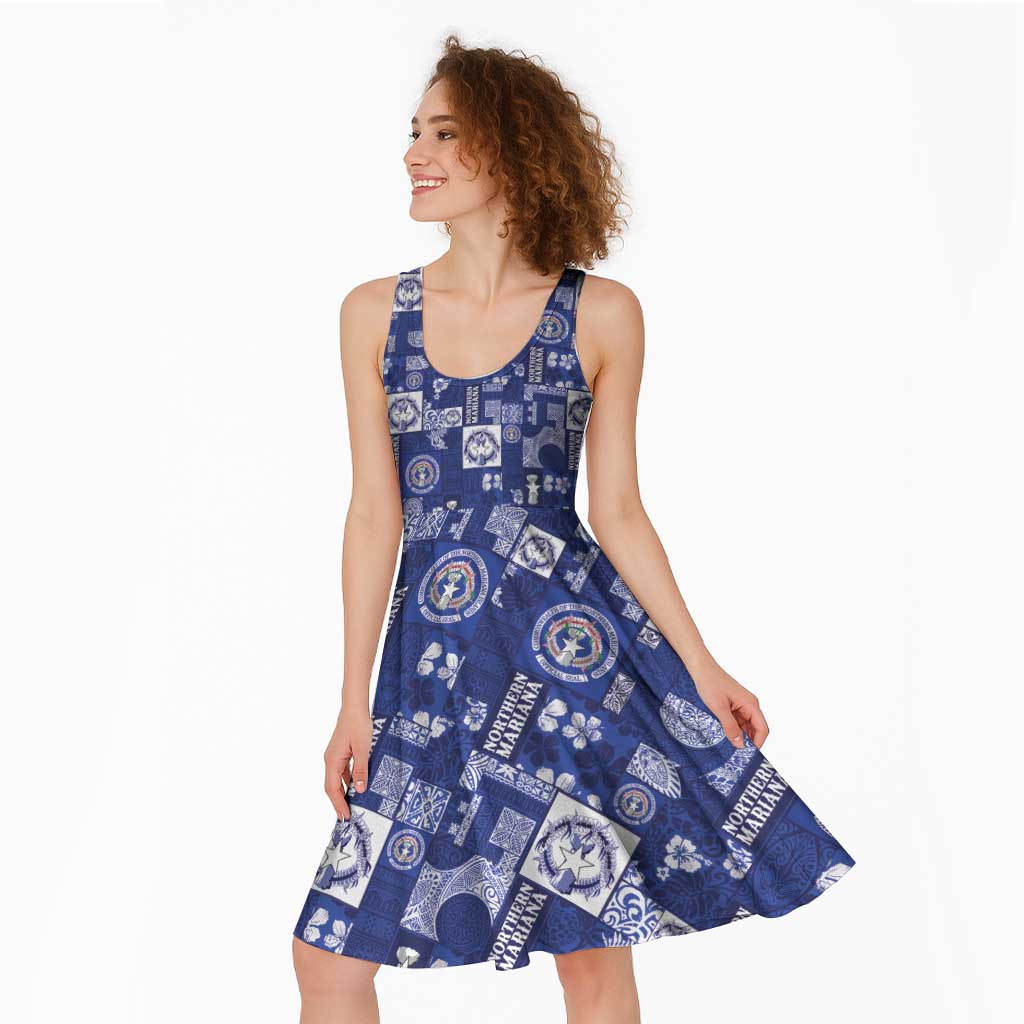 Northern Mariana Islands Magof Nochebuena Midi Dress Pacific Patchwork Xmas Vibes - Polynesian Pride