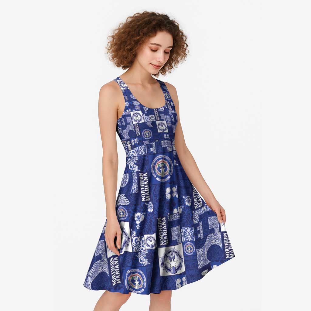 Northern Mariana Islands Magof Nochebuena Midi Dress Pacific Patchwork Xmas Vibes - Polynesian Pride