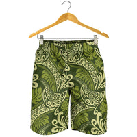 Olive Green Monstera Shorts for Men Polynesian Tribal Pattern LT01 - Polynesian Pride