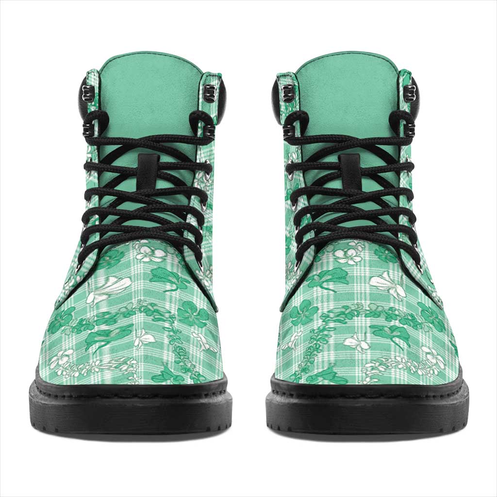 Omaomao Aloha Hawaii All Season Boots Plumeria Lei With Palaka Motif - Polynesian Pride