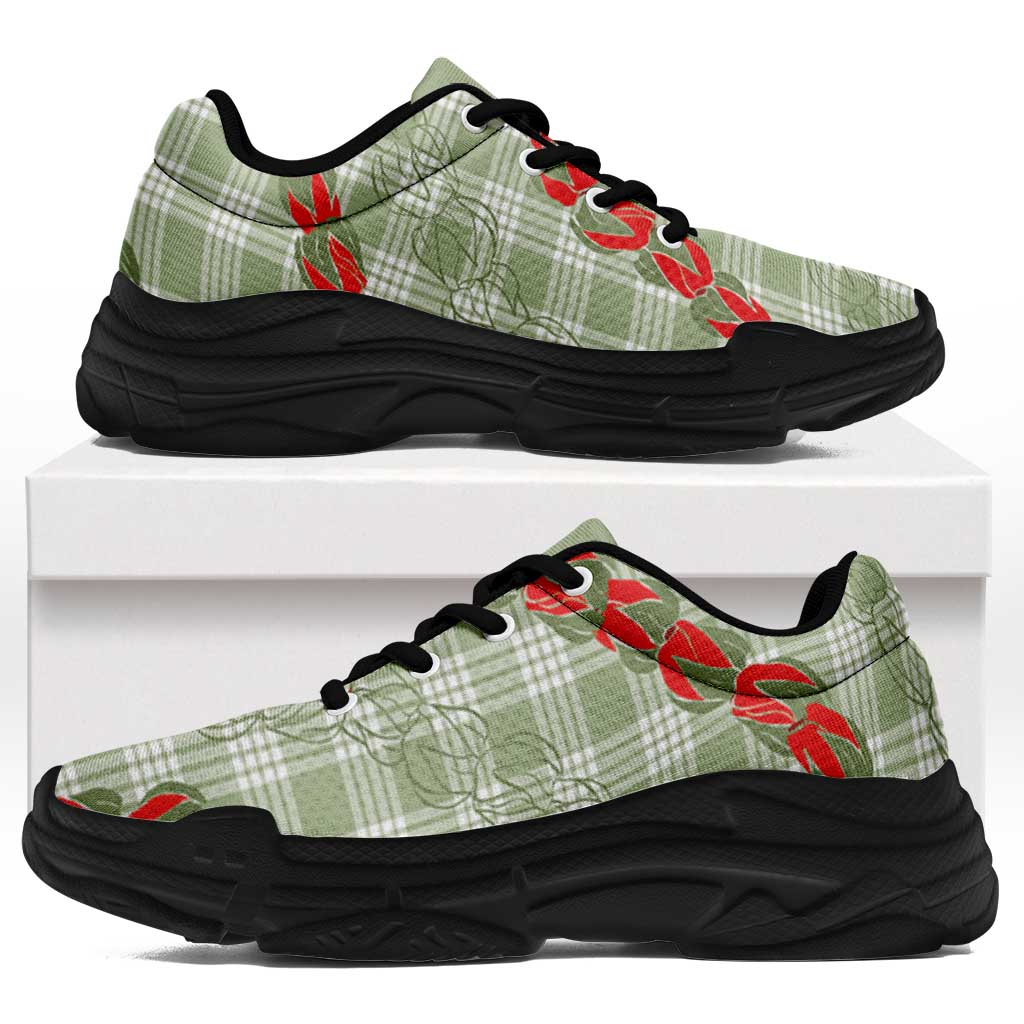 Omaomao Aloha Hawaii Chunky Sneakers Rosebud Lei With Palaka Motif - Polynesian Pride