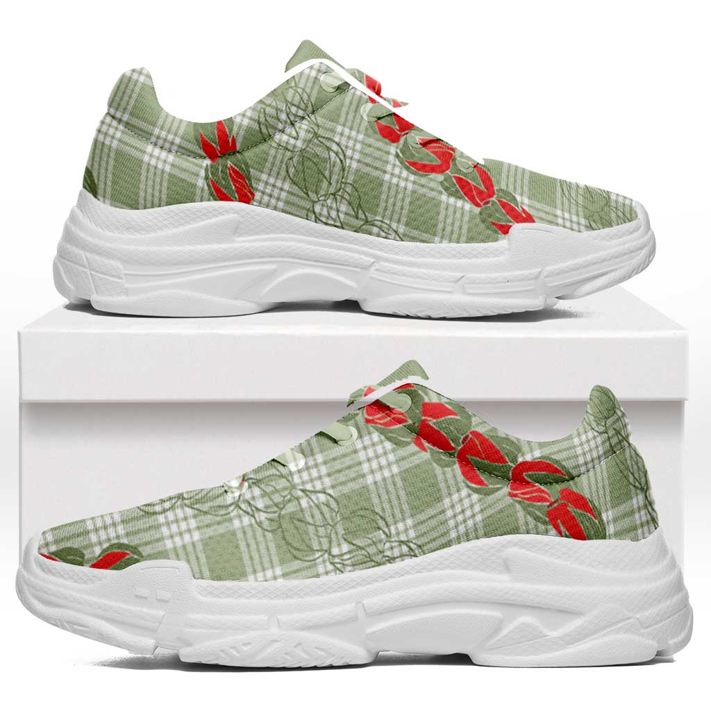 Omaomao Aloha Hawaii Chunky Sneakers Rosebud Lei With Palaka Motif - Polynesian Pride