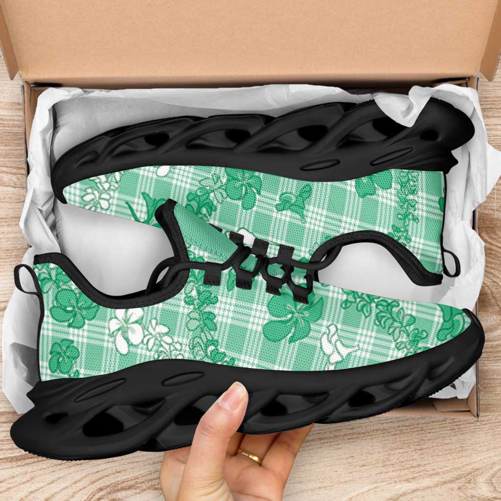 Omaomao Aloha Hawaii Clunky Sneakers Plumeria Lei With Palaka Motif - Polynesian Pride