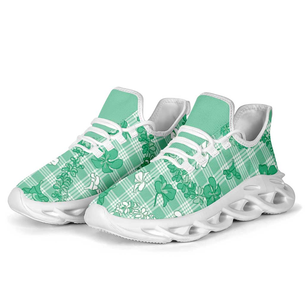 Omaomao Aloha Hawaii Clunky Sneakers Plumeria Lei With Palaka Motif - Polynesian Pride