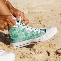 Omaomao Aloha Hawaii High Top Shoes Plumeria Lei With Palaka Motif - Polynesian Pride