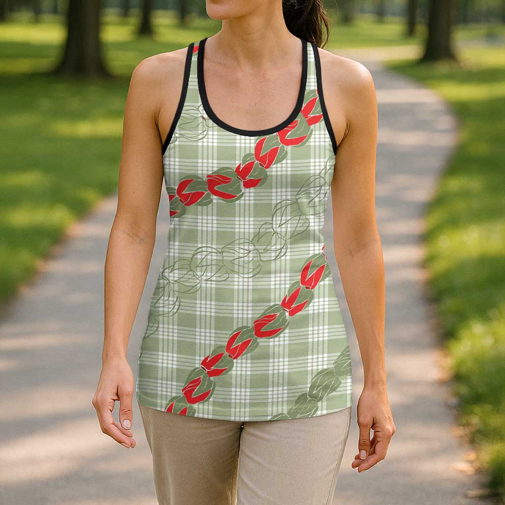 Omaomao Aloha Hawaii Hollow Tank Top Rosebud Lei With Palaka Motif - Polynesian Pride