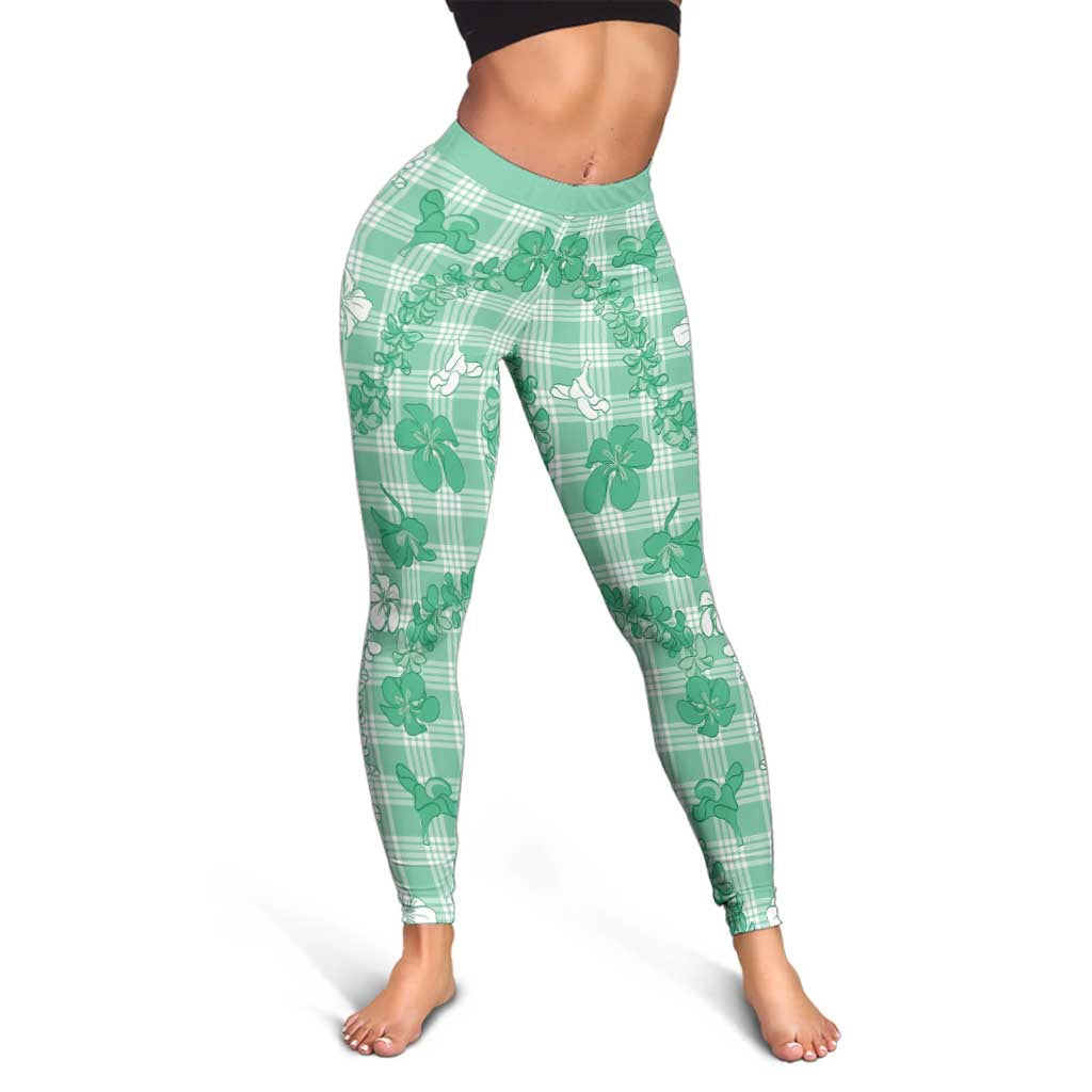 Omaomao Aloha Hawaii Leggings Plumeria Lei With Palaka Motif - Polynesian Pride