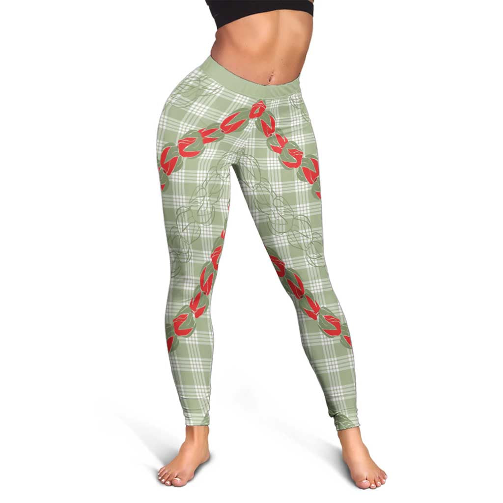 Omaomao Aloha Hawaii Leggings Rosebud Lei With Palaka Motif - Polynesian Pride