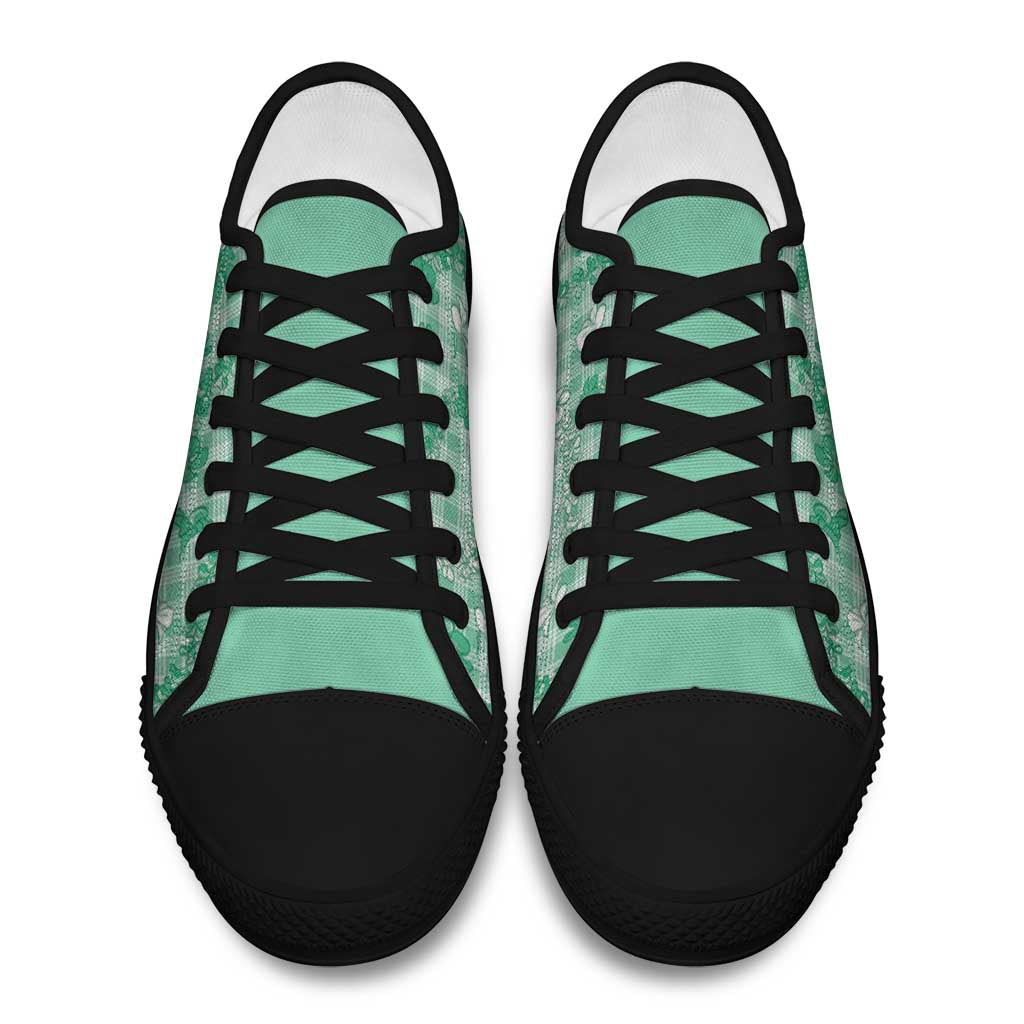 Omaomao Aloha Hawaii Low Top Shoes Plumeria Lei With Palaka Motif - Polynesian Pride