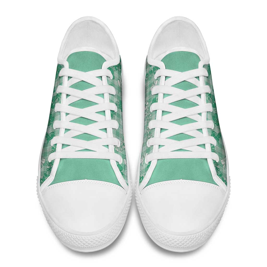 Omaomao Aloha Hawaii Low Top Shoes Plumeria Lei With Palaka Motif - Polynesian Pride