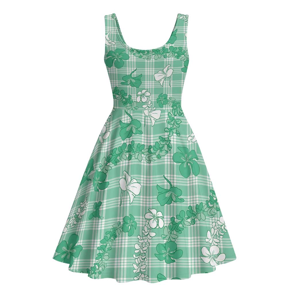 Omaomao Aloha Hawaii Midi Dress Plumeria Lei With Palaka Motif - Polynesian Pride