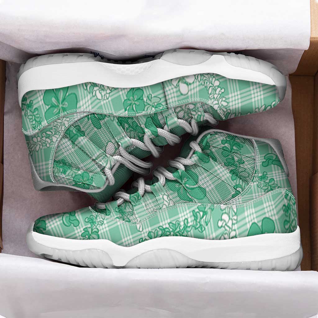 Omaomao Aloha Hawaii Sneakers J11 Plumeria Lei With Palaka Motif - Polynesian Pride
