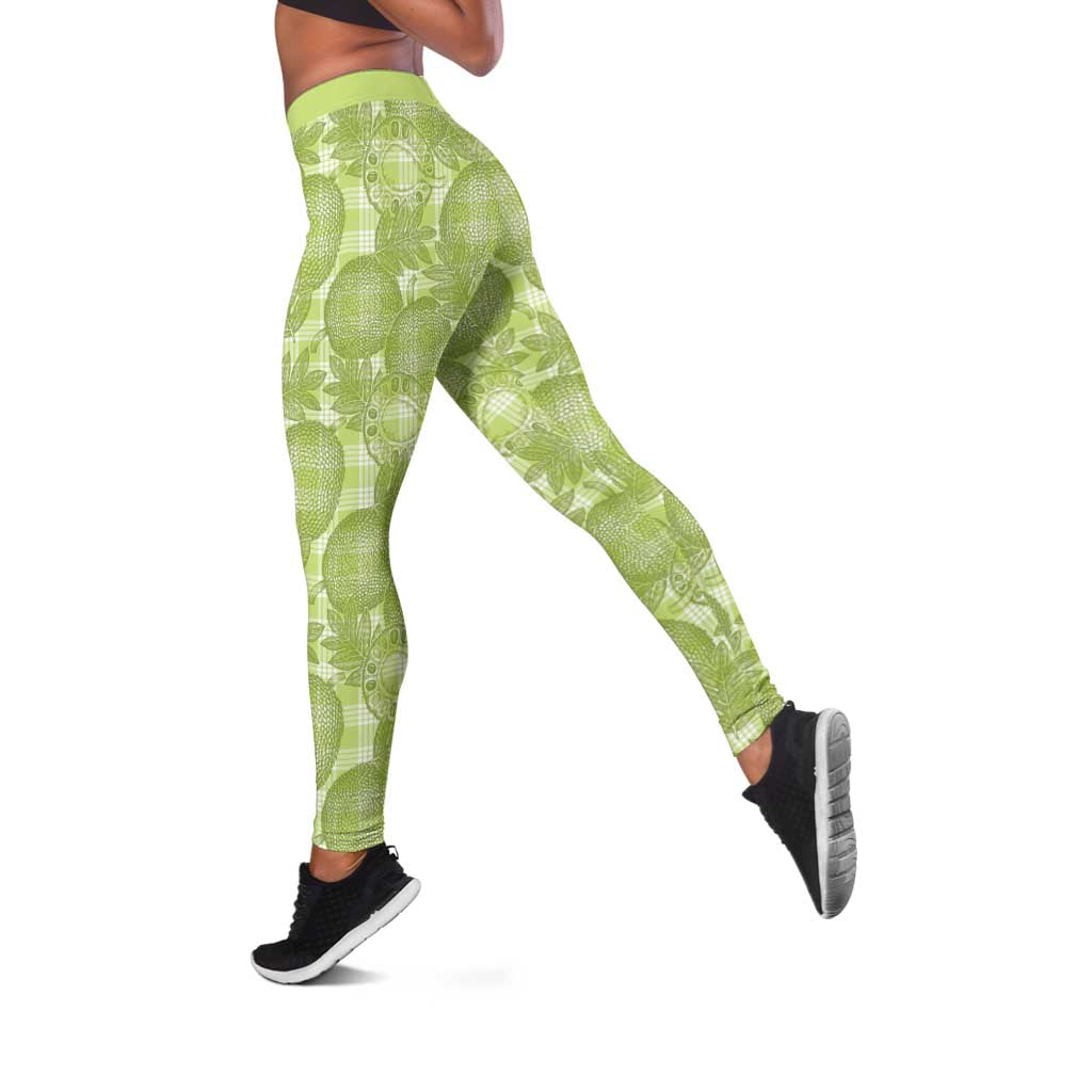 Omaomao Hawaii Breadfruit Palaka Motifs Leggings LT14 Green - Polynesian Pride