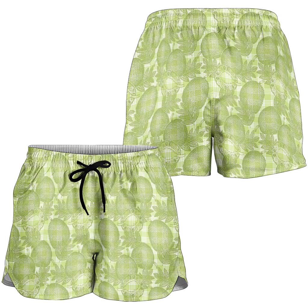 Omaomao Hawaii Breadfruit Palaka Motifs Shorts for Women LT14 - Polynesian Pride