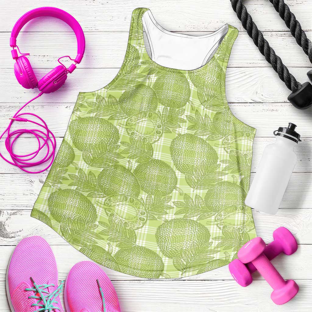 Omaomao Hawaii Breadfruit Palaka Motifs Women Racerback Tank LT14 Green - Polynesian Pride
